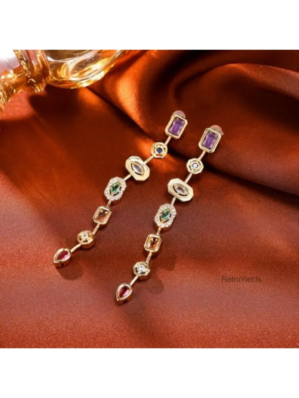 Long Crystal Dangle Earrings Sterling Silver CZ Rhinestone Drop for Wedding